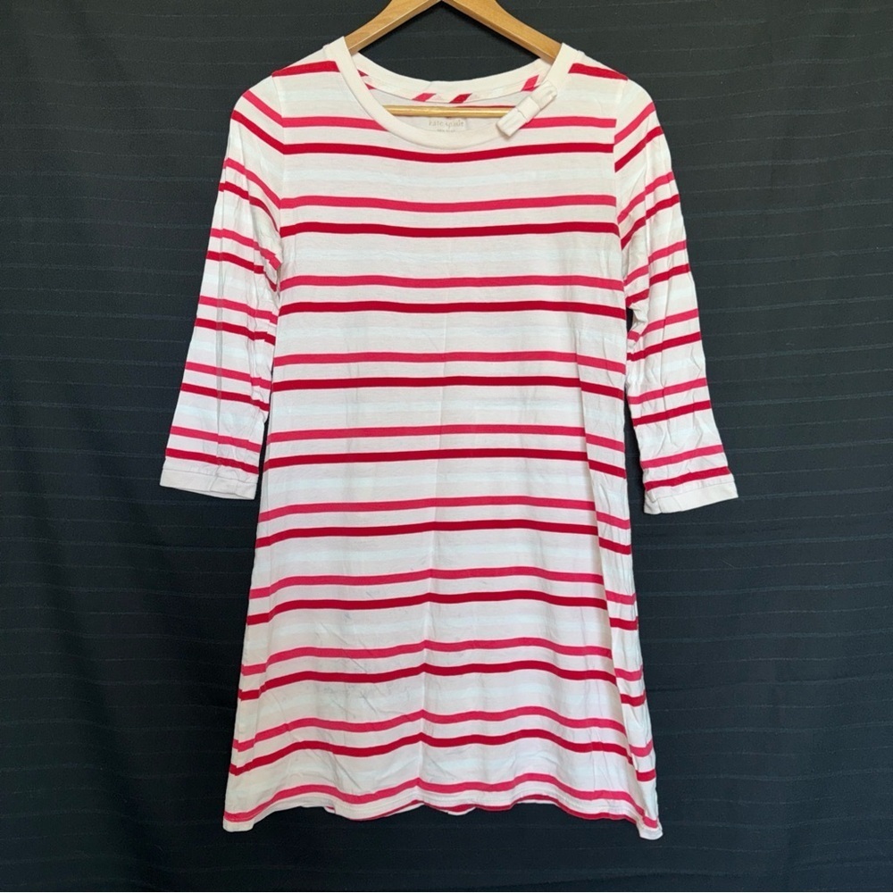 Kate Spade Long Sleeve Cotton Red Pink Stripe Night Gown Pajama S